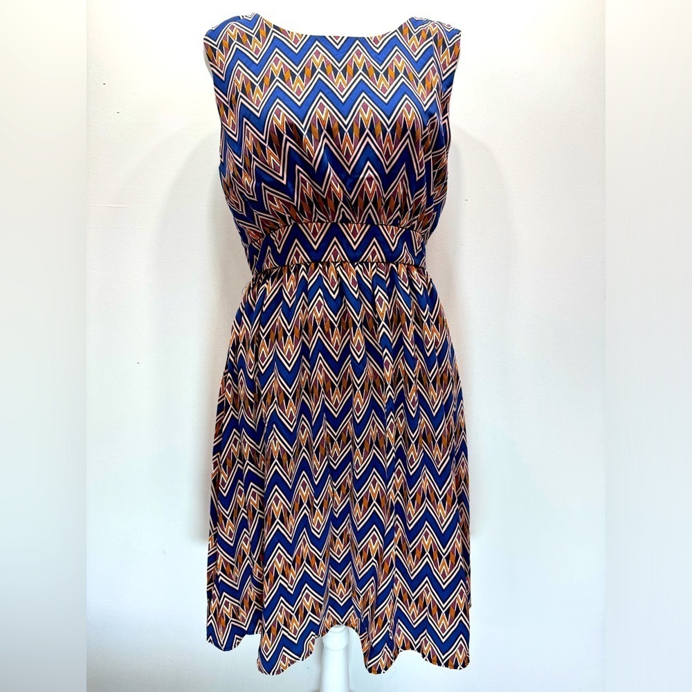 ModCloth Yellow Star Geo Zigzag Sleeveless Dress Size Medium NEW